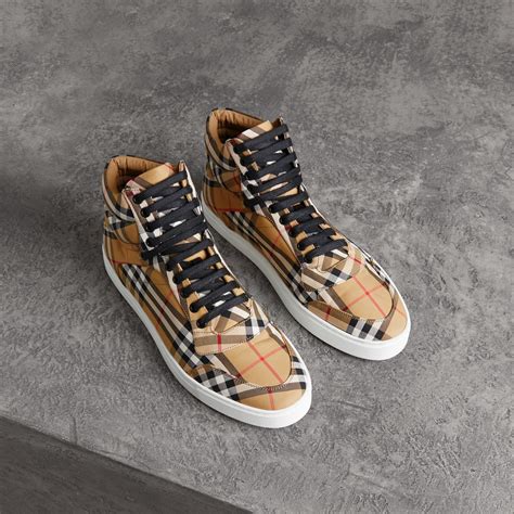 burberry high top shoes|check cotton high top sneakers.